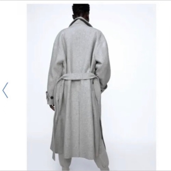 ZARA NWT light Gray Oversized Oversized Italian Manteco Wool Blend Coat XS - Picture 4 of 14